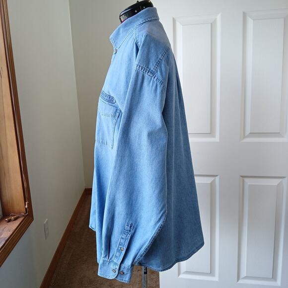 Harriton Long-Sleeve Light Denim Shirt Mens 2XL cotton work Unified Grocers - Picture 3 of 14